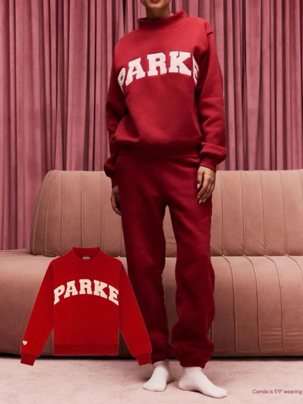 PARKE Varsity Mockneck (Valentine’s) Crimson/Peony S/M NIP